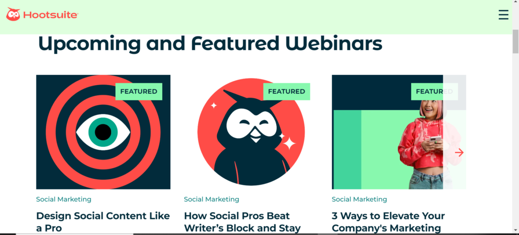 Hootsuite webinars Saas content