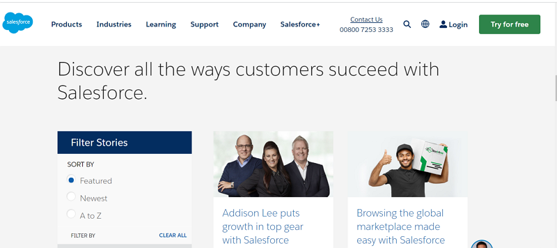 Salesforce customer success Saa content example